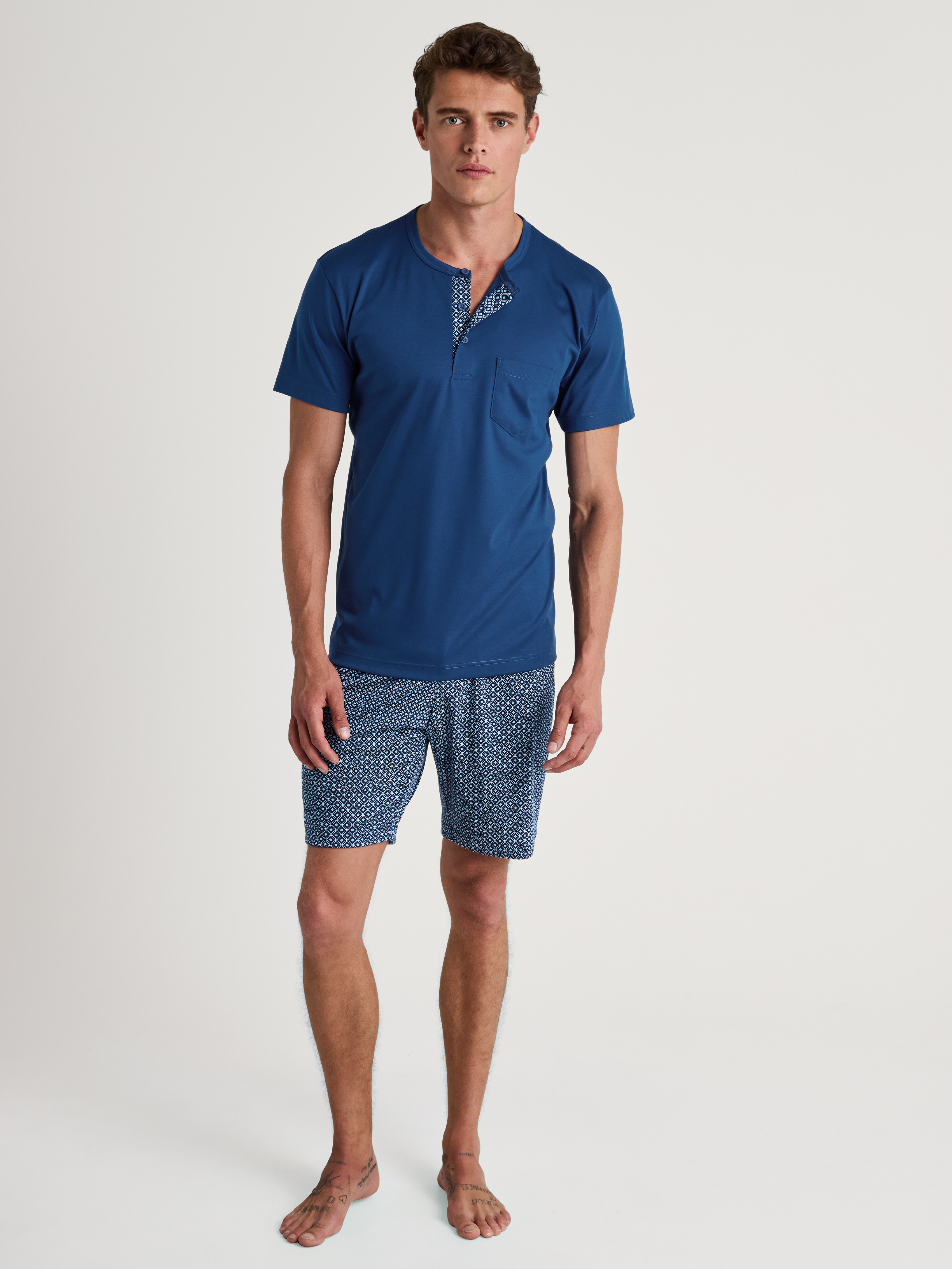Kurzer Calida Herren Pyjama in blau